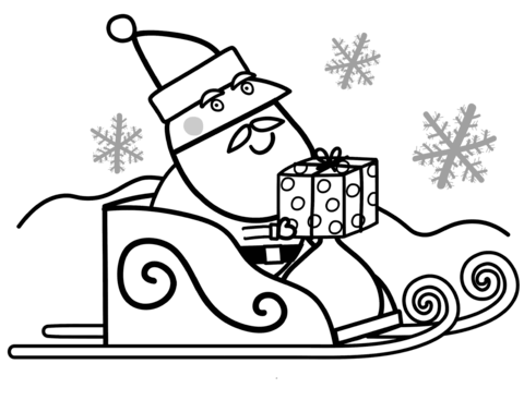 Santa With Gift Box For Peppa Coloring Page